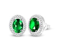 Vivaday Women's Brass Green Cubic Zirconia Stud Earrings Surrounded by Small Zirconia | Symbol of Prosperity, Healing & New Beginnings for Valentine's Day Mother's Day YA5119