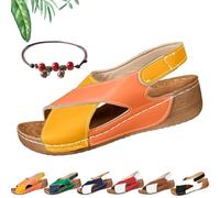 VivaFree - Ergonomic & Non-Slip Sandals for Pain Relief, Women's Backstrap Open Toe Adjustable Comfortable Platform Wedge Sandal (Orange, Adult, Women, 5.5, Numeric, UK Footwear Size System, Medium)