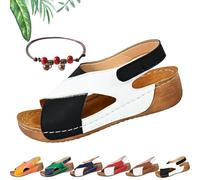 VivaFree - Ergonomic & Non-Slip Sandals for Pain Relief, Women's Backstrap Open Toe Adjustable Comfortable Platform Wedge Sandal (Black, Adult, Women, 6.5, Numeric, UK Footwear Size System, Medium)