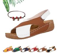 VivaFree - Ergonomic & Non-Slip Sandals for Pain Relief, Women's Backstrap Open Toe Adjustable Comfortable Platform Wedge Sandal (Brown, Adult, Women, 6.5, Numeric, UK Footwear Size System, Medium)