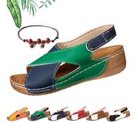 VivaFree - Ergonomic & Non-Slip Sandals for Pain Relief, Women's Backstrap Open Toe Adjustable Comfortable Platform Wedge Sandal (Green, Adult, Women, 6, Numeric, UK Footwear Size System, Medium)