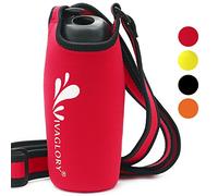 VIVAGLOR Water Bottle Carrier, Lightweight Comfortable Neoprene Water Bottle Holder Bag for Daily Walking, Hiking and Other Outdoor Activities, Fits 8-9CM Diameter, Red