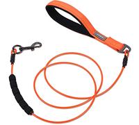 VIVAGLORY Chew Proof Dog Lead Toughbite Anti Chew Dog Lead, Leash with Traffic Handle & Double Handle for Training & Walking, Non Chewable Metal Chain Waterproof for Pet Puppy, 150cm, Orange