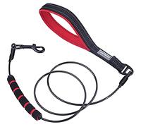 VIVAGLORY Chew Proof Dog Lead Toughbite Anti Chew Dog Lead, Leash with Traffic Handle & Double Handle for Training & Walking, Non Chewable Metal Chain Waterproof for Pet Puppy, 180cm, Black