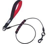 VIVAGLORY Chew Proof Dog Lead Toughbite Anti Chew Dog Lead, Leash with Traffic Handle & Double Handle for Training & Walking, Non Chewable Metal Chain Waterproof for Pet Puppy, 120cm, Black