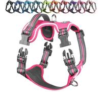 VIVAGLORY Dog Harness Easewalk No Pull Dog Harness with Handle Front Clip & Back Clip for Training Walking Lifting, No Pull Adjustable Easy On Padded Comfortable for Pet, XS, Pink - Patterned