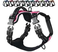 VIVAGLORY Dog Harness Easewalk No Pull Dog Harness with Handle Front Clip & Back Clip for Training Walking Lifting, No Pull Adjustable Easy On Padded Comfortable for Pet, XL, Pink - Plain