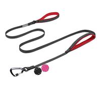 VIVAGLORY Dog Lead Lighthook Double Handle Dog Lead, Leash with Traffic Handle & Locking Carabiner for Walking & Training, Traffic Control Lightweight Carabiner for Puppy Pet, 1.5m x 1.4cm, Black