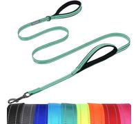 VIVAGLORY Dog Lead Twingrip Double Handle Dog Lead, Leash with Traffic Handle & 2 Loop for Walking & Training, Traffic Control Reflective Heavy Duty for Puppy Pet, 1.5m x 1.4cm, Turquoise
