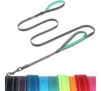 VIVAGLORY Dog Lead Twingrip Double Handle Dog Lead, Leash with Traffic Handle & 2 Loop for Walking & Training, Reflective Traffic Control Heavy Duty for Puppy Pet, 1.8m x 1.4cm, Grey