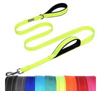 VIVAGLORY Dog Lead Twingrip Double Handle Dog Lead, Leash with Traffic Handle & 2 Loop for Walking & Training, Traffic Control Reflective Heavy Duty for Puppy Pet, 1.5m x 2.5cm, Bright Yellow