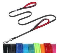VIVAGLORY Dog Lead Twingrip Double Handle Dog Lead, Leash with Traffic Handle & 2 Loop for Walking & Training, Traffic Control Reflective Heavy Duty for Puppy Pet, 1.8m x 1.4cm, Black