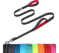 VIVAGLORY Dog Lead Twingrip Double Handle Dog Lead, Leash with Traffic Handle & 2 Loop for Walking & Training, Reflective Traffic Control Heavy Duty for Puppy Pet, 1.5m x 2.5cm, Black