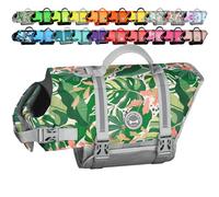 VIVAGLORY Dog Life Vest Rip Stop Dog Life Jacket, L, Floral