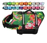 VIVAGLORY Dog Life Vest Rip Stop Dog Life Jacket, XL, Floral Green