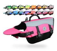 VIVAGLORY Front Float Dog Life Jacket, Dog Buoyancy Aid for Swimming & Boating, Life Vest with Chin Float & Handle, Ripstop & Buoyancy for Doggy, XXS, Pink