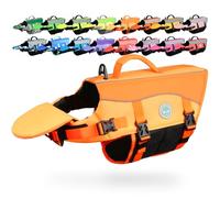 VIVAGLORY Front Float Dog Life Jacket, Dog Buoyancy Aid for Swimming & Boating, Life Vest with Chin Float & Handle, Ripstop & Buoyancy for Doggy, L, Dark Orange