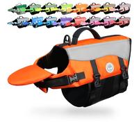 VIVAGLORY Front Float Dog Life Jacket, Dog Buoyancy Aid for Swimming & Boating, Life Vest with Chin Float & Handle, Ripstop & Buoyancy for Doggy, XL, Bright Orange