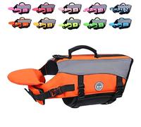 VIVAGLORY Front Float Dog Life Jacket, Dog Buoyancy Aid for Swimming & Boating, Life Vest with Chin Float & Handle, Ripstop & Buoyancy for Doggy, XXS, Bright Orange