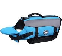VIVAGLORY Front Float Dog Life Jacket, Dog Buoyancy Aid for Swimming & Boating, Life Vest with Chin Float & Handle, Ripstop & Buoyancy for Doggy, S, Blue