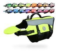 VIVAGLORY Front Float Dog Life Jacket, Dog Buoyancy Aid for Swimming & Boating, Life Vest with Chin Float & Handle, Ripstop & Buoyancy for Doggy, S, Bright Yellow