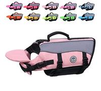 VIVAGLORY Front Float Dog Life Jacket, Dog Buoyancy Aid for Swimming & Boating, Life Vest with Chin Float & Handle, Ripstop & Buoyancy for Doggy, S, Sakura Pink