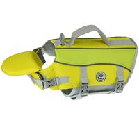 VIVAGLORY Front Float Dog Life Jacket, Dog Buoyancy Aid for Swimming & Boating, Life Vest with Chin Float & Handle, Ripstop & Buoyancy for Doggy, S, Yellow Grey