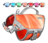 VIVAGLORY Neoprene Dog Life Jacket, Dog Buoyancy Aid for Swimming & Boating, Life Vest with Handle, Lightweight & Buoyancy for Doggy, XS, Orange Sunset