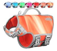 VIVAGLORY Neoprene Dog Life Jacket, Dog Buoyancy Aid for Swimming & Boating, Life Vest with Handle, Lightweight & Buoyancy for Doggy, S, Orange Sunset