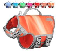 VIVAGLORY Neoprene Dog Life Jacket, Dog Buoyancy Aid for Swimming & Boating, Life Vest with Handle, Lightweight & Buoyancy for Doggy, L, Orange Sunset