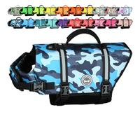 VIVAGLORY Rip Stop Dog Life Jacket, Buoyancy Aid with Handle, Buoyancy for Doggy, Dog Life Jacket for Swimming & Boating, S, Camo Blue