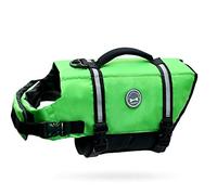 VIVAGLORY Rip Stop Dog Life Jacket, Buoyancy Aid with Handle, Buoyancy for Doggy, Dog Life Jacket for Swimming & Boating, S, Bright Green