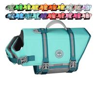 VIVAGLORY Rip Stop Dog Life Jacket, Buoyancy Aid with Handle, Buoyancy for Doggy, Dog Life Jacket for Swimming & Boating, S, Cyan