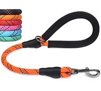 VIVAGLORY Short Dog Lead Closerok Traffic Leash for Dog with Soft Padded Handle for Training & Walking, Padded Neoprene & Heavy Duty, 61cm, Orange