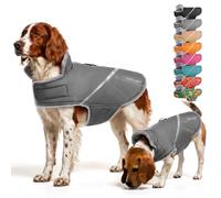 VIVAGLORY Snowrap Dog Coat, Coat & Jacket with Harness Hole, Dog Jacket for Winter Cold Weather, Fluffy Warm Fleece Lined Reflective Water Resistant, L, Grey