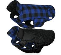 VIVAGLORY Softjoy Dog Coat, Coat & Jacket for Dog Winter & Christmas, Jacket with Harness Hole & Velcro Closure, Reversible Plaid Checkered Warm Fluffy Heavy Duty, XL, Sapphire Blue Plaid