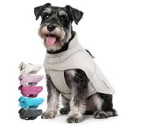 VIVAGLORY Softpad Dog Fleece Jumper, Dog Fleece for Fall & Spring, Coat with Harness Hole, Reflective Light Weight Soft Easy On Adjustable, XS, Beige