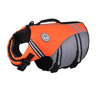 VIVAGLORY Sports Style Dog Life Jacket, Dog Buoyancy Jacket for Swimming & Boating, Ripstop & Buoyancy for Doggy, Life Vest with Handle, S, Bright Orange