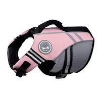 VIVAGLORY Sports Style Dog Life Jacket, Dog Buoyancy Jacket for Swimming & Boating, Ripstop & Buoyancy for Doggy, Life Vest with Handle, XS, Sakura Pink