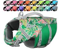 VIVAGLORY Sports Style Dog Life Jacket, Dog Buoyancy Jacket for Swimming & Boating, Ripstop & Buoyancy for Doggy, Life Vest with Handle, S, Floral