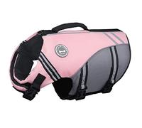 VIVAGLORY Sports Style Dog Life Jacket, Dog Buoyancy Jacket for Swimming & Boating, Ripstop & Buoyancy for Doggy, Life Vest with Handle, XL, Sakura Pink