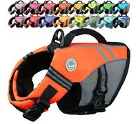VIVAGLORY Sports Style Dog Life Jacket, Dog Buoyancy Jacket for Swimming & Boating, Ripstop & Buoyancy for Doggy, Life Vest with Handle, XS, Bright Orange