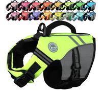 VIVAGLORY Sports Style Dog Life Jacket, Dog Buoyancy Jacket for Swimming & Boating, Ripstop & Buoyancy for Doggy, Life Vest with Handle, XS, Bright Yellow