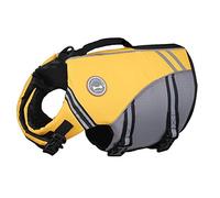 VIVAGLORY Sports Style Dog Life Jacket, Dog Buoyancy Jacket for Swimming & Boating, Ripstop & Buoyancy for Doggy, Life Vest with Handle, S, Yellow