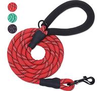 VIVAGLORY Strong Rope Dog Lead, with Thick Neoprene Padded Handle, Reflective Training Walking Leash Lead for Medium Large Dogs That Pull, Red, 180 x 1.2 cm