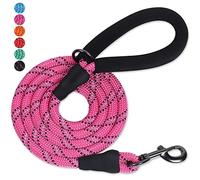 VIVAGLORY Strong Rope Dog Lead, with Thick Neoprene Padded Handle, Reflective Training Walking Leash Lead for Medium Large Dogs That Pull, Pink, 180 x 1.2 cm
