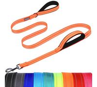 VIVAGLORY Twingrip Dog Lead, Double Handle Dog Lead for Training & Walking with Traffic Handle & 2 Loop, Traffic Control Reflective Heavy Duty for Puppy Pet, 1.8m x 2.5cm, Orange