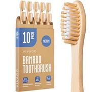VIVAGO Bamboo Toothbrushes Medium Bristles 10 Pack - Eco-Friendly, Compostable & Biodegradable Toothbrush - Natural Wooden Toothbrushes
