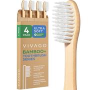 VIVAGO Extra Soft Bamboo Toothbrushes 4 Pack - Ultra Soft Bristle Flossing Toothbrush for Adults - Eco-Friendly, Natural Wooden Toothbrush