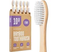 VIVAGO Firm Bamboo Toothbrushes for Adults 10 Pack - BPA Free Hard Bristle Toothbrush